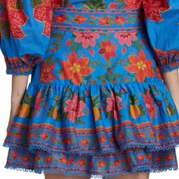 Farm Rio Blue Tropical Tapestry Floral Mini Skirt (Small) - Picture 9 of 9